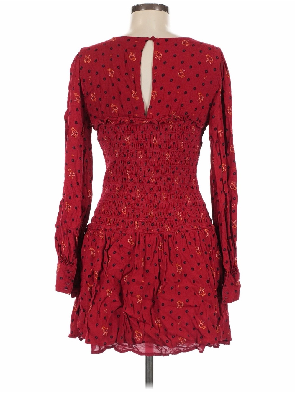 Free People Two Faces Mini Dress
 Smocked Long-Sleeve - Picture 2 of 3